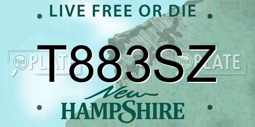 T883SZ New Hampshire License Plate