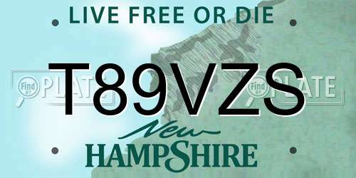 T89VZS New Hampshire License Plate
