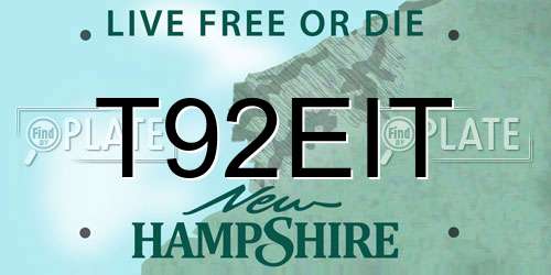 T92EIT New Hampshire License Plate