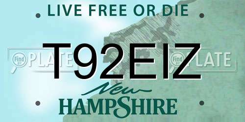 T92EIZ New Hampshire License Plate