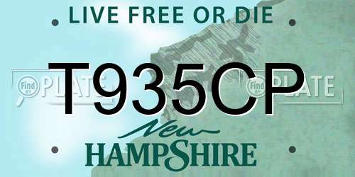 T935CP New Hampshire License Plate