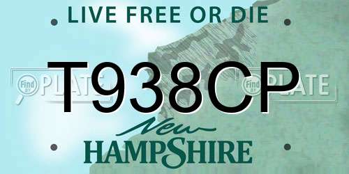 T938CP New Hampshire License Plate