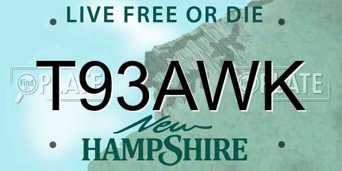 T93AWK New Hampshire License Plate