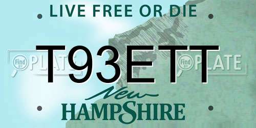 T93ETT New Hampshire License Plate