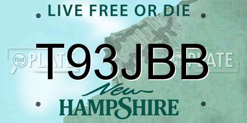 T93JBB New Hampshire License Plate