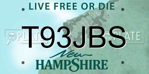 T93JBS New Hampshire License Plate