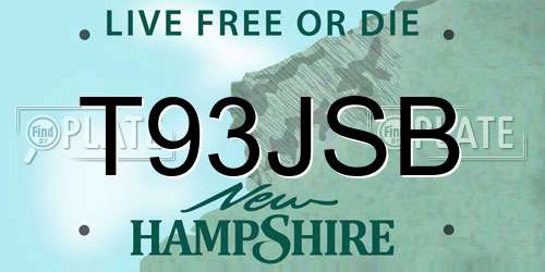 T93JSB New Hampshire License Plate