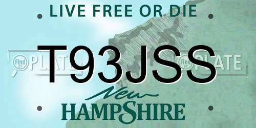 T93JSS New Hampshire License Plate