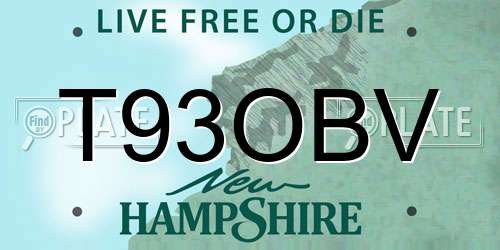 T93OBV New Hampshire License Plate