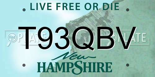 T93QBV New Hampshire License Plate