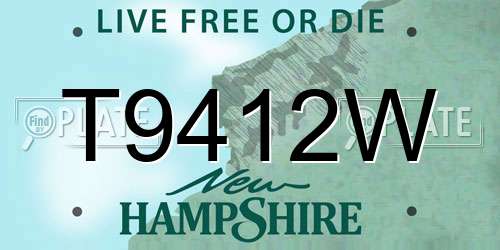T9412W New Hampshire License Plate