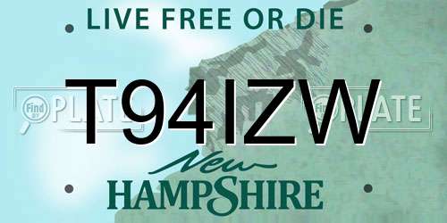 T94IZW New Hampshire License Plate