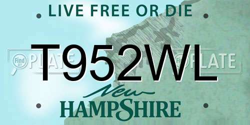 T952WL New Hampshire License Plate