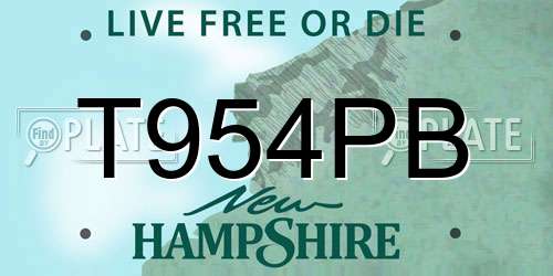 T954PB New Hampshire License Plate