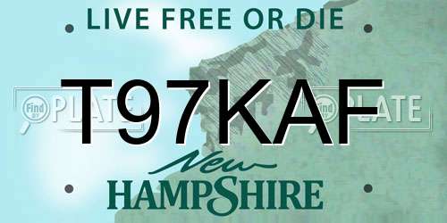 T97KAF New Hampshire License Plate