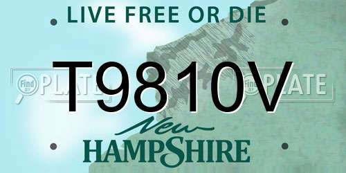 T9810V New Hampshire License Plate
