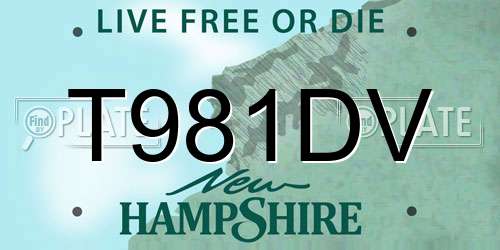 T981DV New Hampshire License Plate