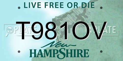 T981OV New Hampshire License Plate