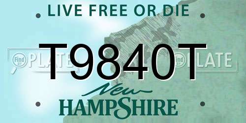 T9840T New Hampshire License Plate