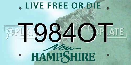 T984OT New Hampshire License Plate