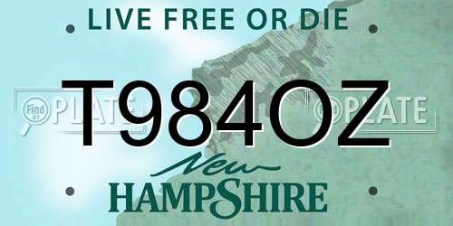 T984OZ New Hampshire License Plate