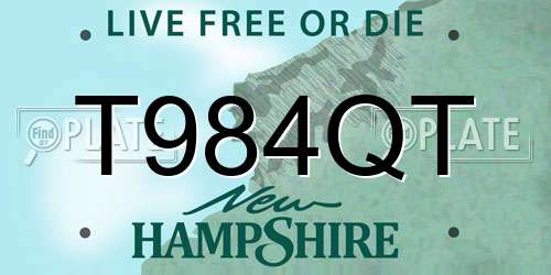 T984QT New Hampshire License Plate