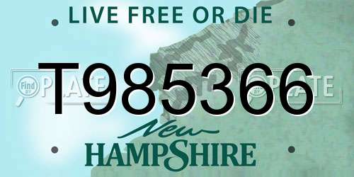T985366 New Hampshire License Plate