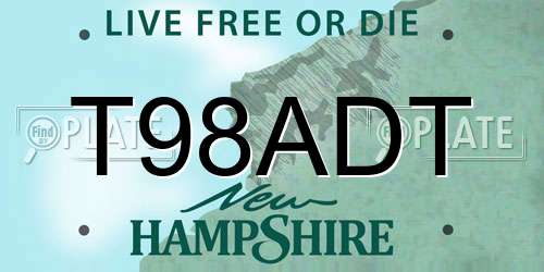T98ADT New Hampshire License Plate