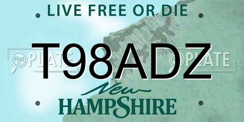 T98ADZ New Hampshire License Plate