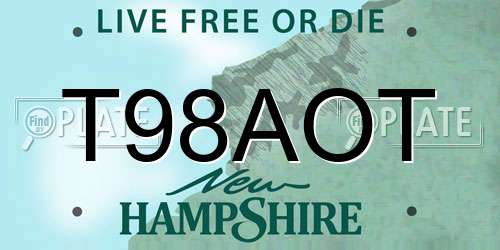 T98AOT New Hampshire License Plate
