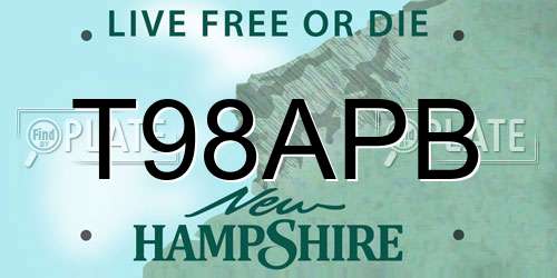 T98APB New Hampshire License Plate