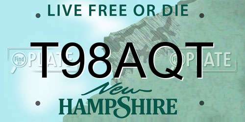 T98AQT New Hampshire License Plate