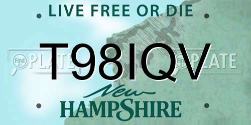 T98IQV New Hampshire License Plate