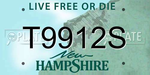 T9912S New Hampshire License Plate