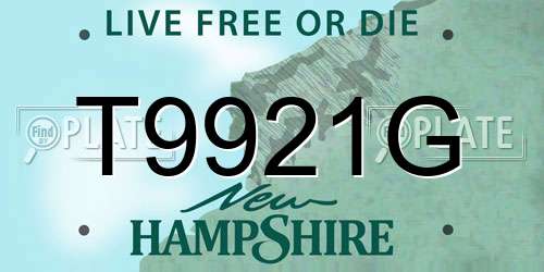 T9921G New Hampshire License Plate