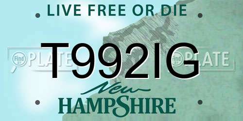 T992IG New Hampshire License Plate