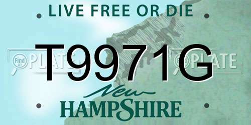 T9971G New Hampshire License Plate