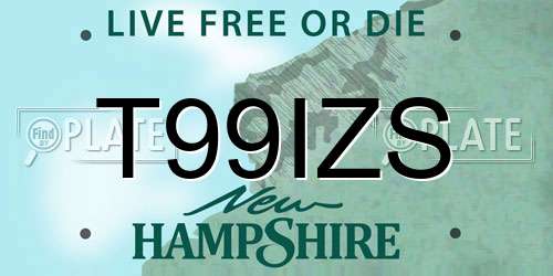 T99IZS New Hampshire License Plate