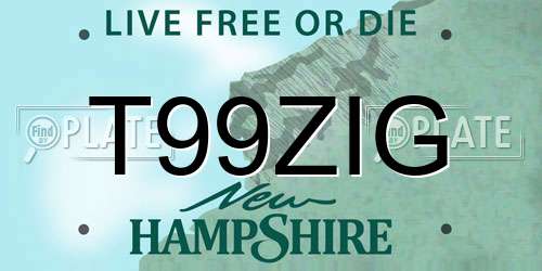 T99ZIG New Hampshire License Plate