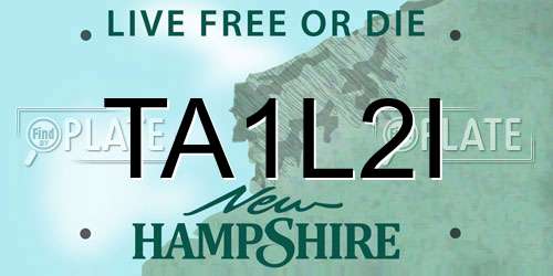 TA1L2I New Hampshire License Plate