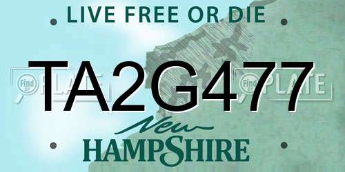 TA2G477 New Hampshire License Plate