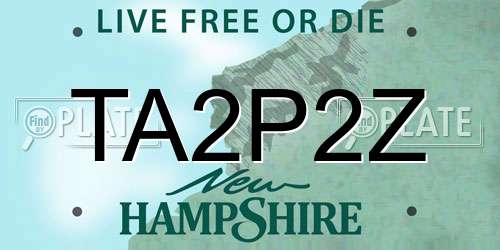 TA2P2Z New Hampshire License Plate