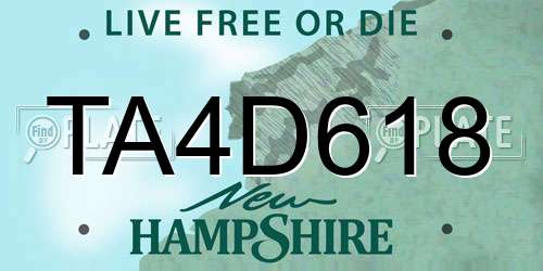 TA4D618 New Hampshire License Plate