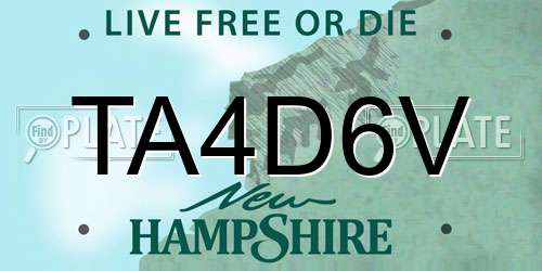 TA4D6V New Hampshire License Plate