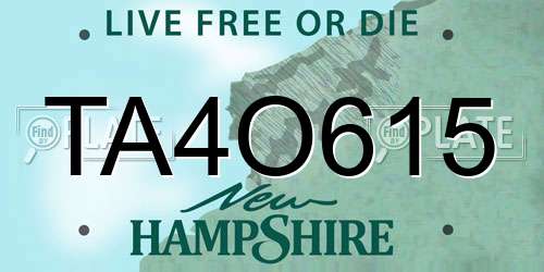 TA4O615 New Hampshire License Plate