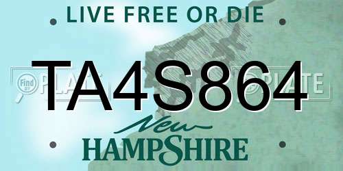 TA4S864 New Hampshire License Plate