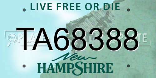TA68388 New Hampshire License Plate