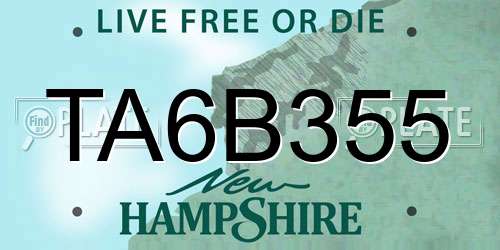 TA6B355 New Hampshire License Plate