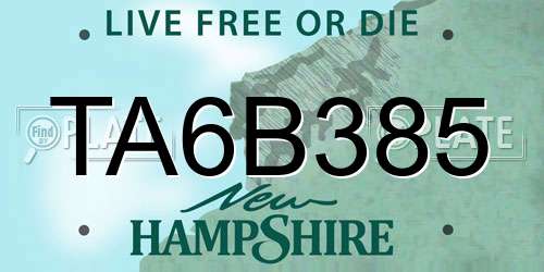 TA6B385 New Hampshire License Plate