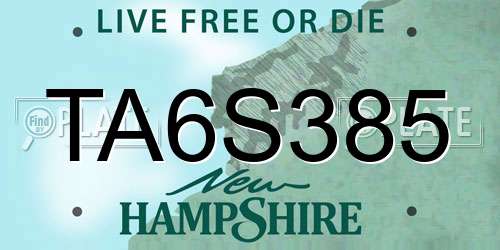 TA6S385 New Hampshire License Plate